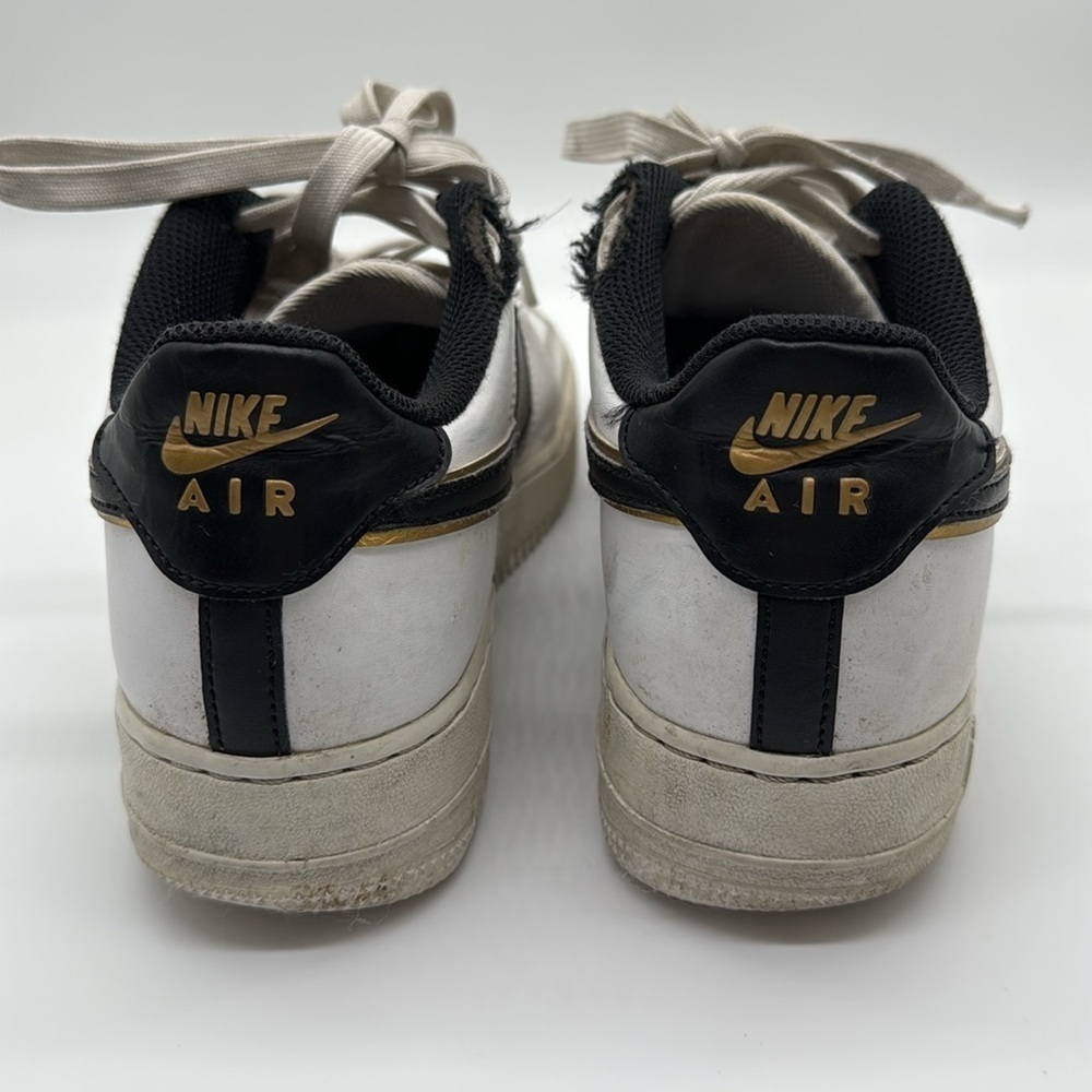 NIKE Air Force 1 US Size 7 Y White, Black & Gold Sneakers - Picture 7 of 13